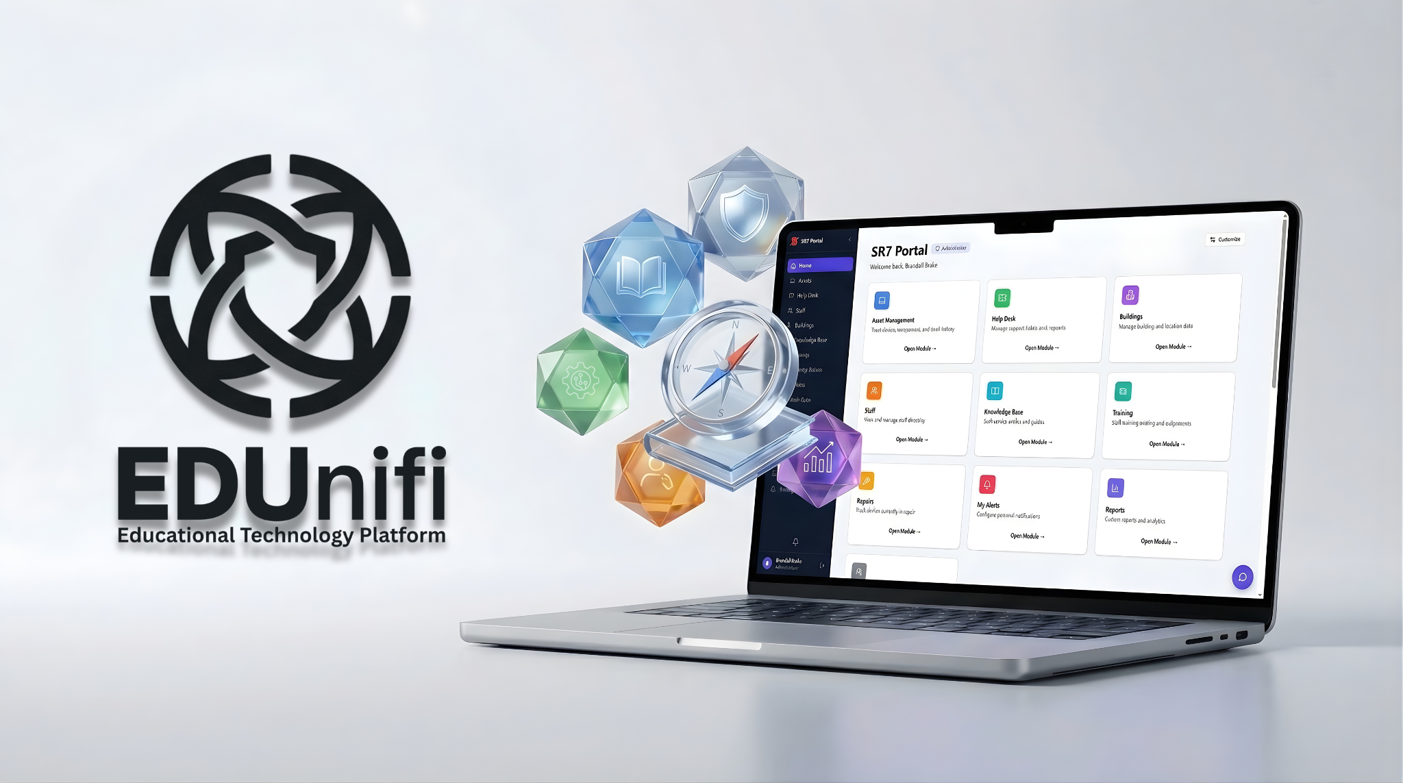 EDUnifi application interface in a laptop device mockup